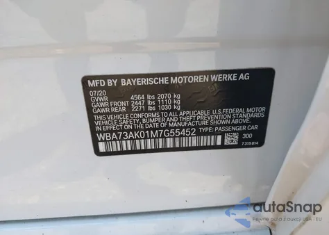 2021 BMW 228I Gran Coupe xDrive from USA, damaged, VIN WBA73AK01M7G55452